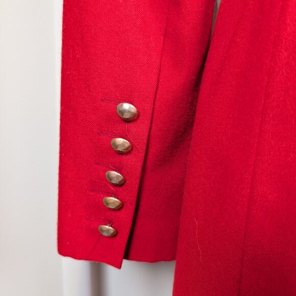Vintage Harve Bernard by Bernard Holtzman Wool Overcoat Red with Gold Buttons XS - Picture 14 of 16